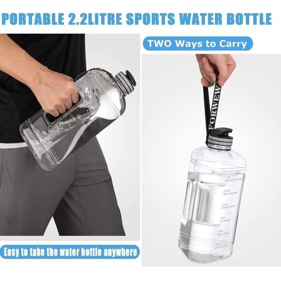 ⭐️forweway Half Gallon Water Bottle with Handle 2.2L/74OZ BPA Free⭐️ - Picture 2 of 7